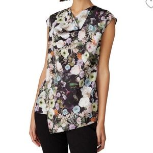 Adam Lippes Putnam Art To Wear Top Black Floral Sleeveless Wrap Blouse Size 0